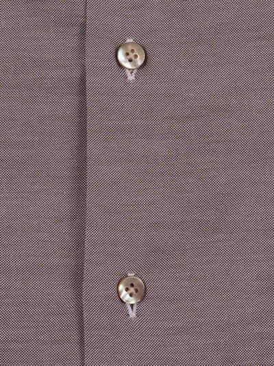 Mazzarelli Oxford Cotton Slim Fit Shirt In Brown