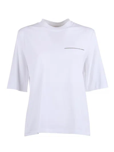 Peserico Boxy White Blouse With Subtle Chest Detail In White