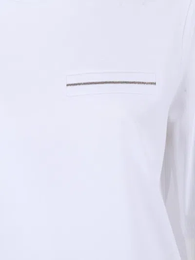 Peserico Boxy White Blouse With Subtle Chest Detail In White