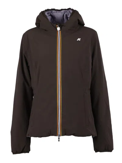 K-way Hooded Double-layer Jacket In Brown
