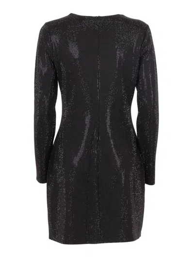 Michael Kors Rhinestone Ls Mini Dress In Black