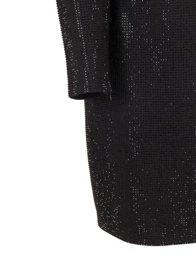 Michael Kors Rhinestone Ls Mini Dress In Black