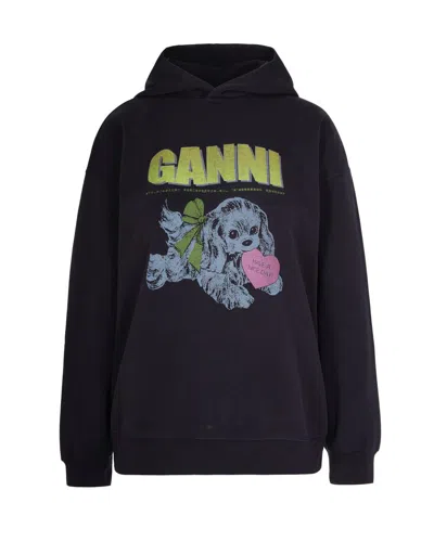 Ganni Isoli Oversized Phantom Sweatshirt In Black
