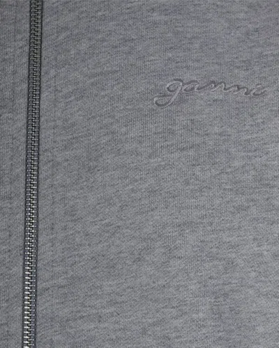 Ganni Womens Isoli Teddy Oversized Zip Hoodie In Gray