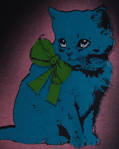 Ganni Neon Kitty Organic Cotton T-shirt In Black