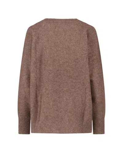 P.a.r.o.s.h Oversized Wool Sweater With Wide Round Neckline In Brown
