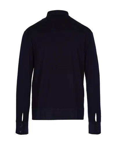 Paolo Pecora Button-down Wool Sweater In Blue