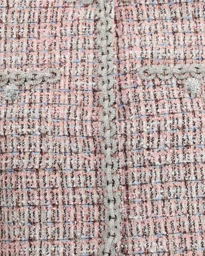 Self-portrait Self Portrait Crystal-embellished Tweed Jacket In Gray