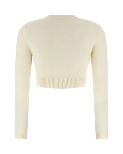 Self-portrait Womens Cream Cropped Embellished Stretch-wool Blend Cardigan In Neutral