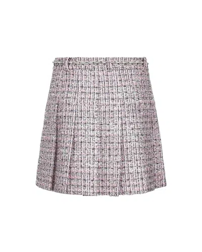 Self-portrait Mini Skirt With Pink Bouclé Crystal Belt In Pink