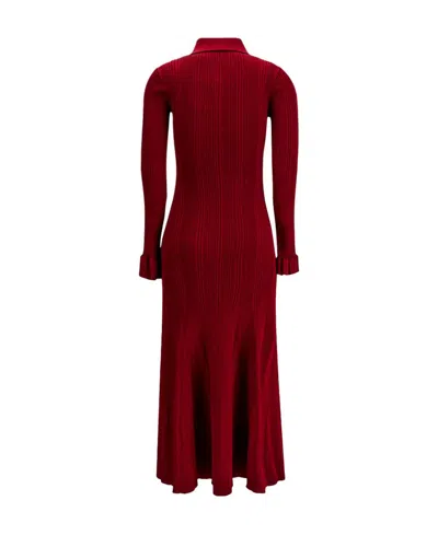 Self-portrait Knee Length Dress With Flared Cuffs And Pockets In Red