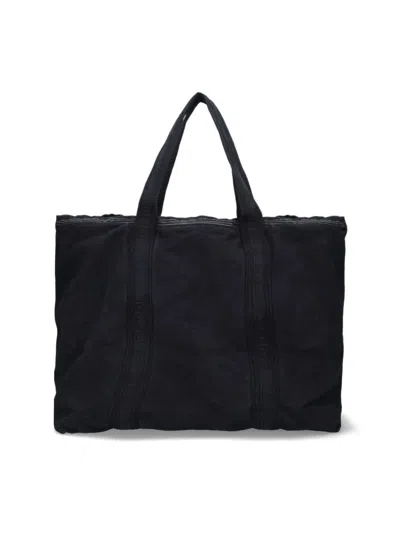 Erl Rectangular Tote Bag Embroidered Detail In Black