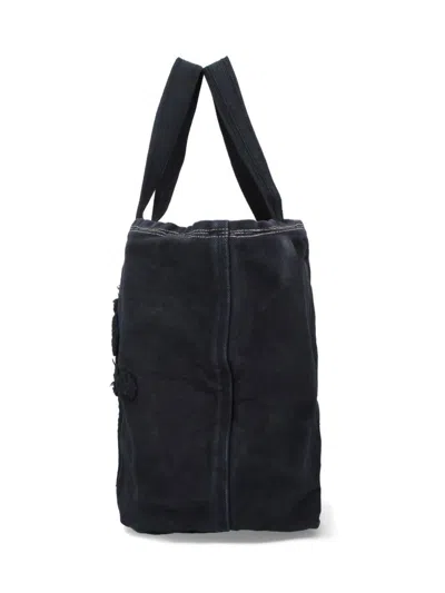Erl Rectangular Tote Bag Embroidered Detail In Black