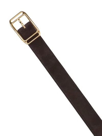 Tom Ford Stadium 3.8cm Suede Belt In Brown