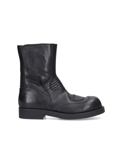Mm6 Maison Margiela Leather Biker Boot In Black