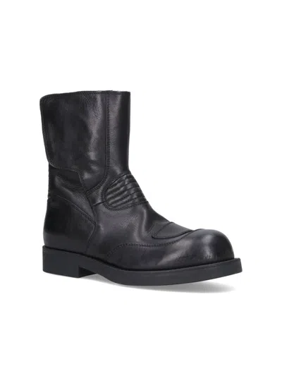 Mm6 Maison Margiela Leather Biker Boot In Black