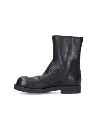 Mm6 Maison Margiela Leather Biker Boot In Black