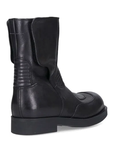 Mm6 Maison Margiela Leather Biker Boot In Black