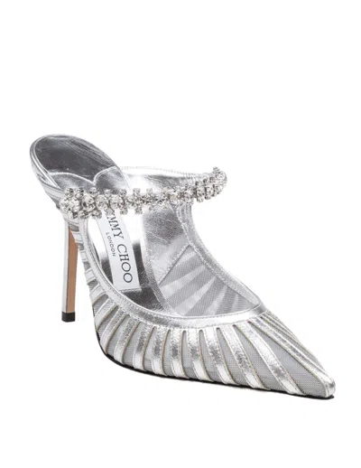 Jimmy Choo Striped Mesh Stiletto Pumps Strap In Silver