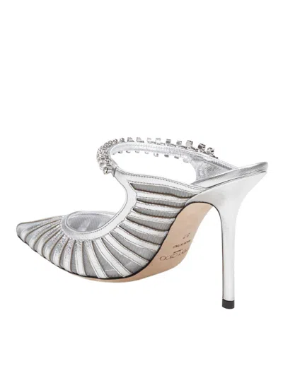 Jimmy Choo Striped Mesh Stiletto Pumps Strap In Silver