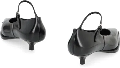 Miu Miu 35 Mary-jane Pumps In Brushed Leather In Black