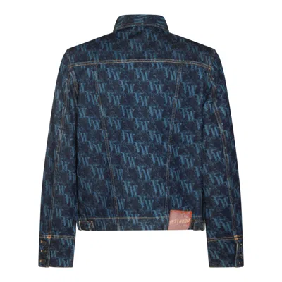 Vivienne Westwood Giubbino Stormrider In Denim Stampato  Uomo In Blue