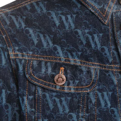 Vivienne Westwood Giubbino Stormrider In Denim Stampato  Uomo In Blue