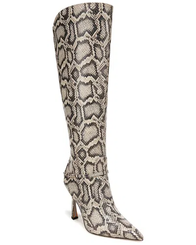 Sam Edelman Elia Pointed Toe Knee High Boot Roccia Grey Snake Print In Animal Print