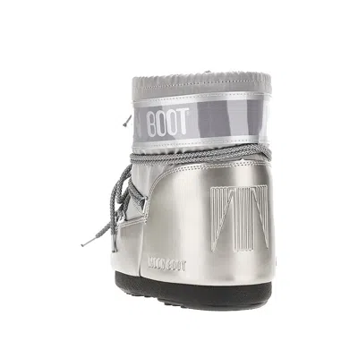 Moon Boot 'icon Low Glance' Satin Boots In Silver