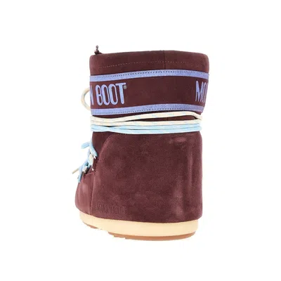 Moon Boot Icon Low Suede Laces Ankle Boots In Red