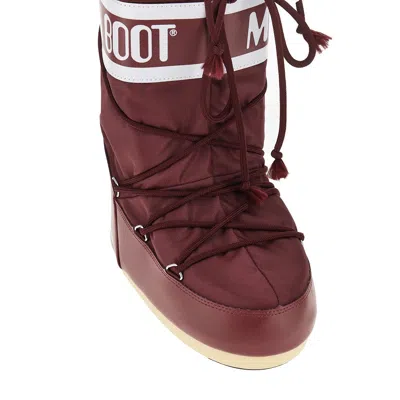 Moon Boot Burgundy Nylon And Synthetic Leather Icon Boots In Red