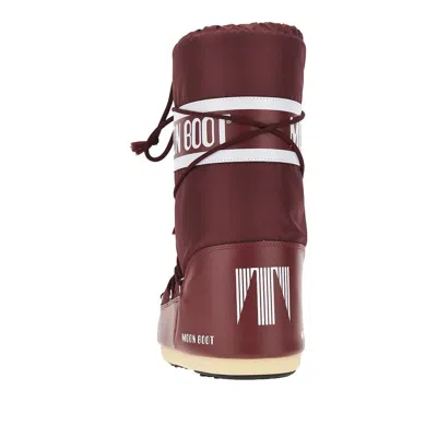 Moon Boot Burgundy Nylon And Synthetic Leather Icon Boots In Red