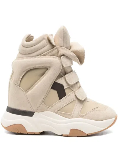 Isabel Marant Balskee Leather And Suede High-top Wedge Sneakers In Neutral