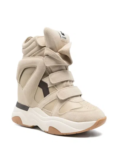 Isabel Marant Balskee Leather And Suede High-top Wedge Sneakers In Neutral