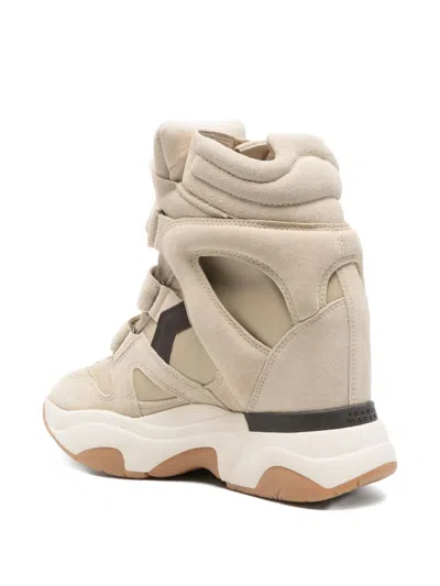 Isabel Marant Balskee Leather And Suede High-top Wedge Sneakers In Neutral