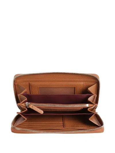 Coccinelle Soft Metallic Textured Purse And Cardholder In Brown