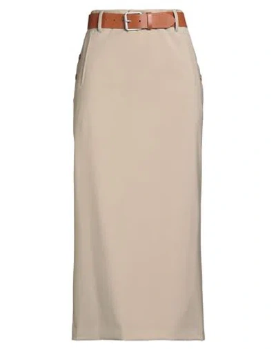 Moschino Couture Woman Midi Skirt Beige Size 8 Virgin Wool In Brown