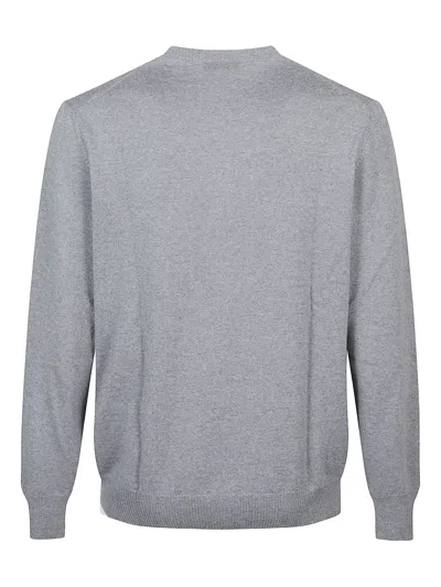 Fay Fine Wool Crew Neck Long Sleeve Sweater In Gray