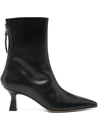 Aeyde Elina 55 Leather Ankle Boots In Black