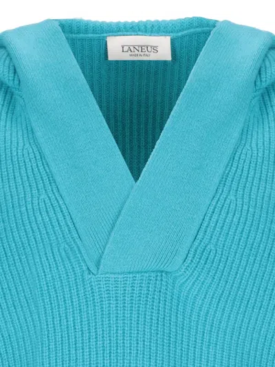 Laneus Merino Wool And Cashmere Blend Sweater In Blue