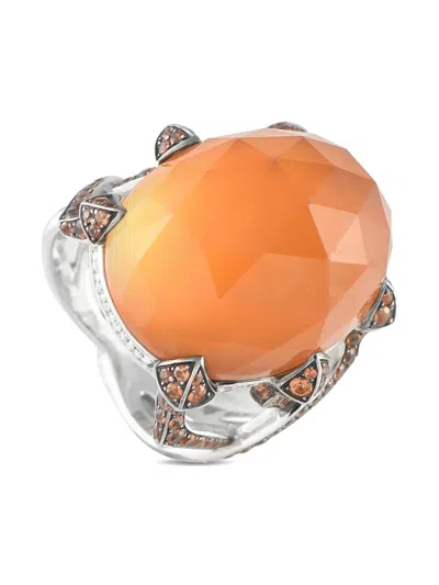 Pre-owned Stephen Webster 18k White Gold Diamond, Quartz And Orange Sapphire Ring In Silver