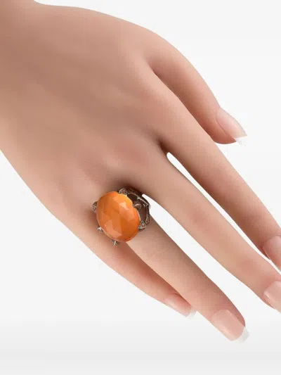 Pre-owned Stephen Webster 18k White Gold Diamond, Quartz And Orange Sapphire Ring In Silver