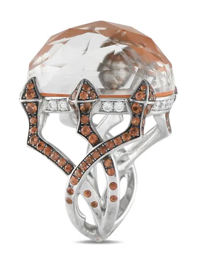 Pre-owned Stephen Webster 18k White Gold Diamond, Quartz And Orange Sapphire Ring In Silver