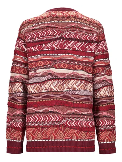 Laneus Geometric-pattern Crew-neck Sweater In Multi