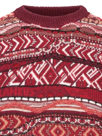 Laneus Geometric-pattern Crew-neck Sweater In Multi