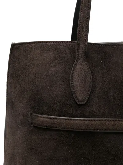 Totême Lounge Large Leather-trimmed Suede Tote In Brown