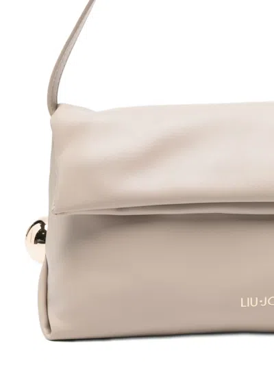 Liu •jo Adjustable Strap Foldover Flap Shoulder Bag In Neutral