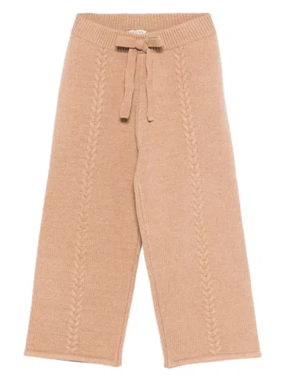 粗绞花针织抽绳长裤