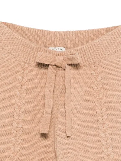 粗绞花针织抽绳长裤