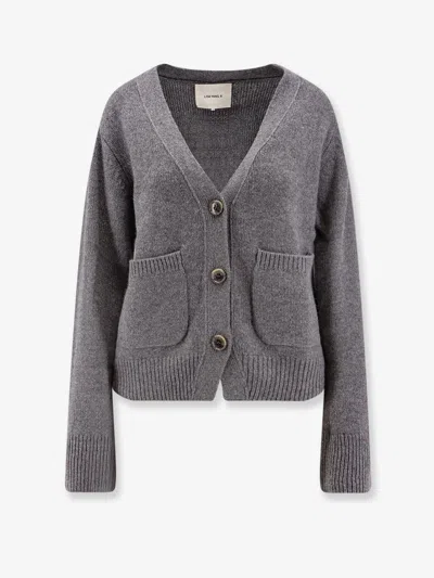 Lisa Yang V-neck Knit Cardigan With Front Buttons In Gray